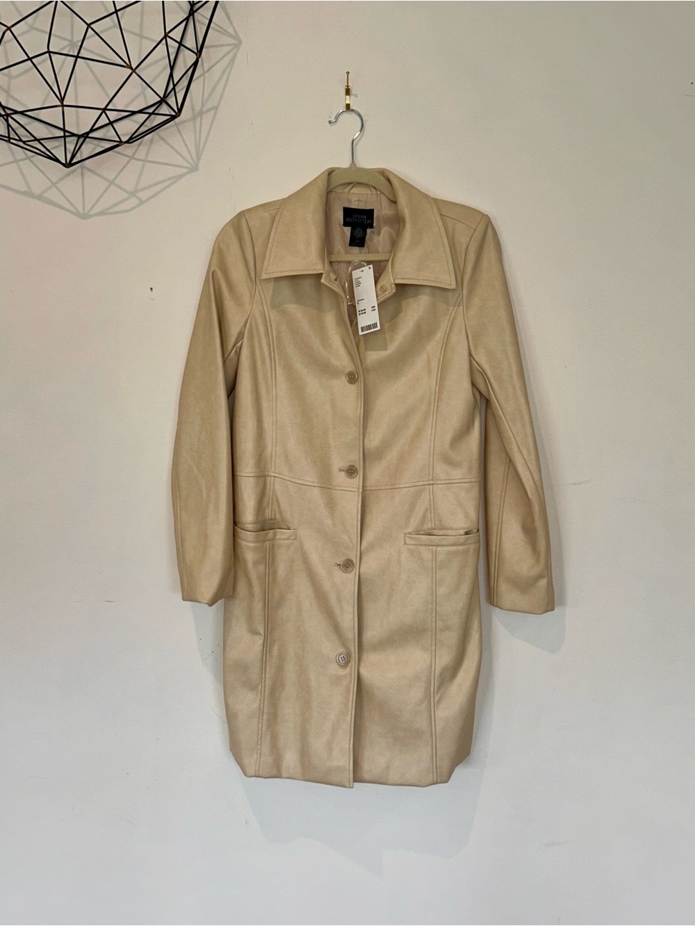 Urban Outfitters Beige Button-Front Trench Coat- size S